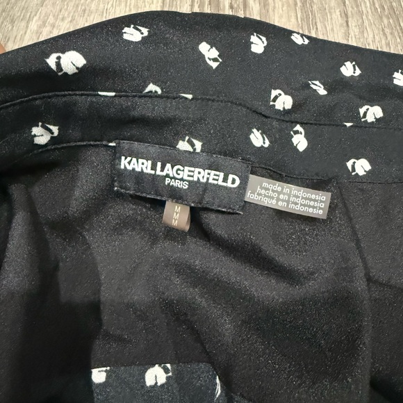 Karl Lagerfeld Black and White Patterned button up shirt Size Medium - Picture 4 of 10